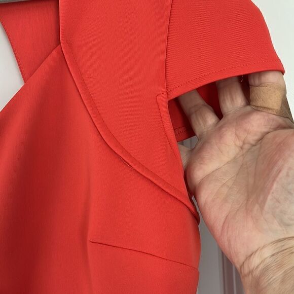 Guess Los Angeles Emily Scuba Body Con Hot Coral Cap Sleeve Cut out Back - Picture 7 of 9